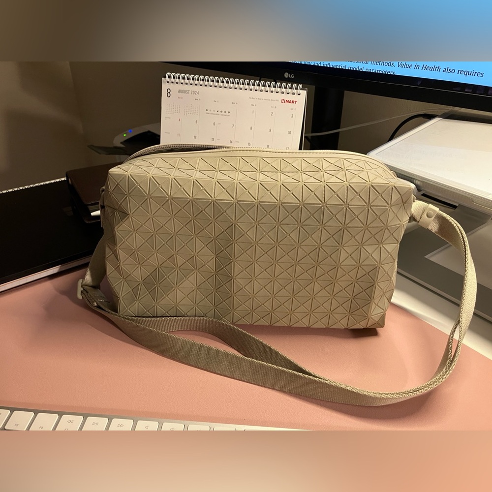 BAO BAO ISSEY MIYAKE Beige One-Tone Saddle Bag